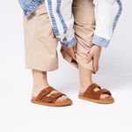 Sandália Slide Fivela Camel
