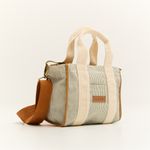 Bolsa Mini Tote Crochê Listras Verdes