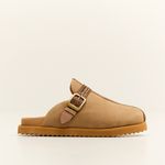 Sandália Mule Clog Camurça Nozes