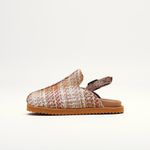 Sandália Mule Clog Xadrez Tweed