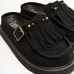 Mocassim Mule Clog Franja Camoscio Black