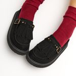 Mocassim Mule Clog Franja Camoscio Black
