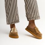 Mocassim Mule Clog Franja Camoscio Nozes