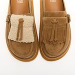 Mocassim Mule Clog Franja Camoscio Nozes