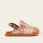 Sandália Mule Clog Xadrez Tweed