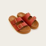 Sandália Slide Fivela Suede Marsala