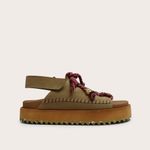 Sandália Papete Cordones Camurça Camel