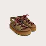 Sandália Papete Cordones Camurça Camel