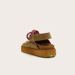 Sandália Papete Cordones Camurça Camel