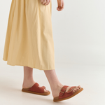 Sandália Slide Fivela Suede Marsala