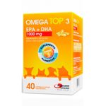 Ômega Top 3 1000mg Suplemento Cães e Gatos Agener União 40 Cápsulas