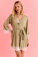 Robe Curto Com Renda  Em Malha Verde Pistache