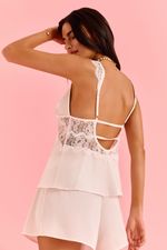 Short Doll Com Renda Em Cetim Off-White