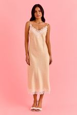Camisola Midi Com Renda Cetim Estampa  Poá