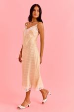 Camisola Midi Com Renda Cetim Estampa  Poá