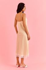 Camisola Midi Com Renda Cetim Estampa  Poá