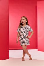 Pijama Classico Curto Kids Unissex Estampa Xadrez