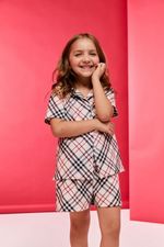 Pijama Classico Curto Kids Unissex Estampa Xadrez