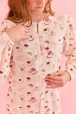 Pijama Clássico Longo Infantil Com Botões Em Viscose Estampa Paris