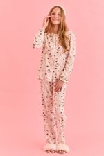 Pijama Clássico Longo Infantil Com Botões Em Viscose Estampa Paris