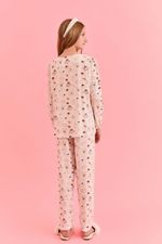 Pijama Clássico Longo Infantil Com Botões Em Viscose Estampa Paris