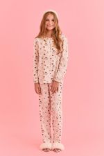 Pijama Clássico Longo Infantil Com Botões Em Viscose Estampa Paris