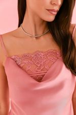 Short Doll Com Renda Em Cetim Rosa Antique