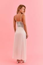 Camisola Longa Com Renda Em Cetim Off White Bride