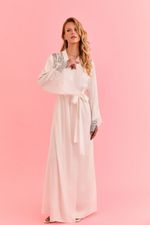 Robe Longo Com Renda Em Cetim Off White Bride