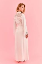 Robe Longo Com Renda Em Cetim Off White Bride