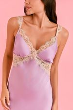 Camisola Curta Com Renda Em Cetim Lilac