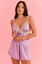 Short Doll Com Renda Em Cetim Lilac