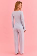 Pijama Longo Em Malha Modal Azul Aura