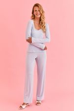 Pijama Longo Em Malha Modal Azul Aura