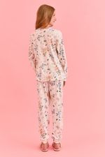 Pijama Longo Infantil Com Renda Nos Detalhes Em Soft Print Estampa Borboleta E Abelha