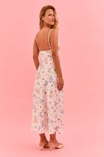 Camisola Midi Com Renda Em Cetim Estampa Borboleta e Abelha
