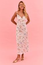 Camisola Midi Com Renda Em Cetim Estampa Borboleta e Abelha