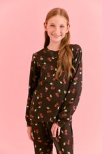Pijama Longo Infantil em Soft Print Estampa Cereja Noir