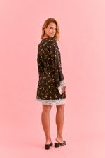 Robe Curto com Renda em Cetim Estampa Cereja Noir 