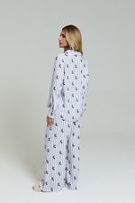 Pijama Clássico com Botões em Viscose Estampa Listrada com Ursos