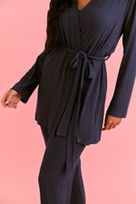 Kimono em Malha Canelada Marinho