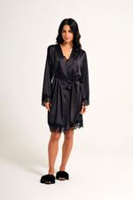 Robe Curto com Renda em Cetim Preto Essencial