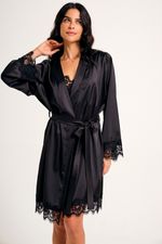 Robe Curto com Renda em Cetim Preto Essencial