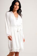 Robe Curto com Renda em Cetim Off White Essencial