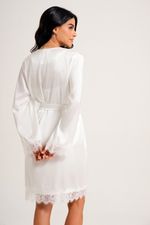 Robe Curto com Renda em Cetim Off White Essencial