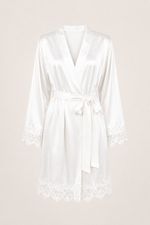 Robe Curto com Renda em Cetim Off White Essencial