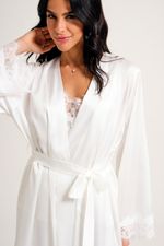 Robe Curto com Renda em Cetim Off White Essencial