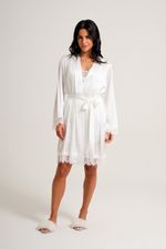 Robe Curto com Renda em Cetim Off White Essencial