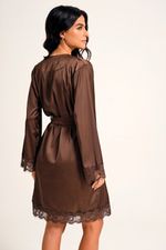 Robe Curto com Renda em Cetim Marrom Essencial