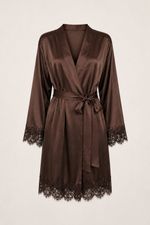 Robe Curto com Renda em Cetim Marrom Essencial